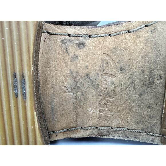 CLARKS Womens Leather Chelsea Boot Arlo 7.5 M Tan Suede Booties Stacked Heel - Picture 11 of 12